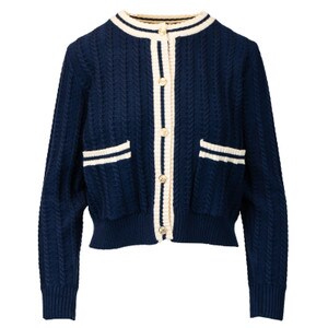 Women's Cabled Knit Cardigan With Gold Buttons School Colors Collection